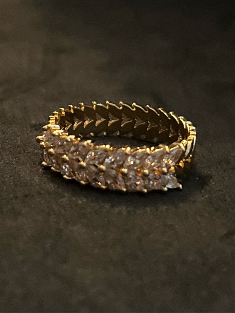 Gold Crystal Eternity Band Ring - Gold